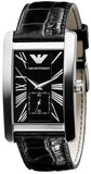 Emporio Armani Classic Black Dial Black Leather Strap Watch For Women - AR0144