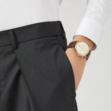 Emporio Armani Aviator Grey Dial Brown Leather Strap Watch For Men - AR11106