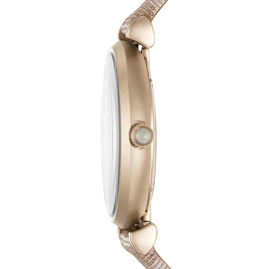 Emporio Armani Analog Grey Dial Pink Leather Strap Watch For Women - AR11126