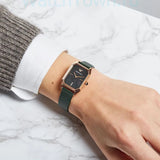 Emporio Armani Gioia Analog Black Mother of Pearl Dial Green Leather Strap Watch For Women - AR11149