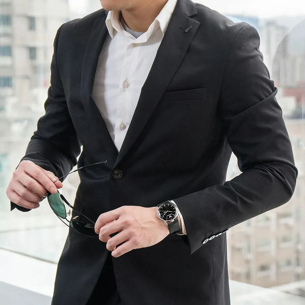 Emporio Armani Aviator Quartz Black Dial Black Leather Strap Watch For Men - AR11336