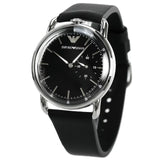 Emporio Armani Aviator Quartz Black Dial Black Leather Strap Watch For Men - AR11336