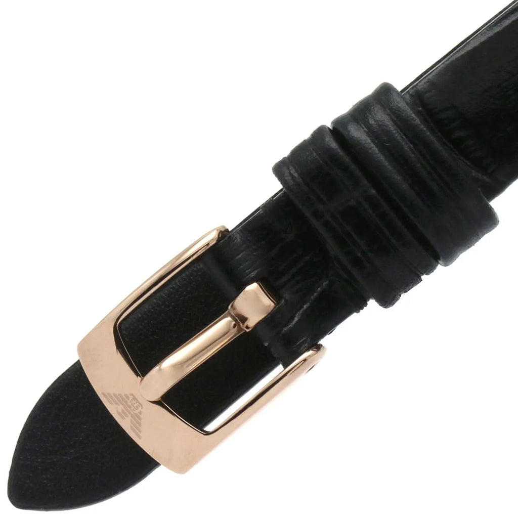 Emporio Armani Rosa Quartz Mother Of Pearl White Dial Black Leather Strap Watch For Women - AR11356