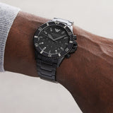 Emporio Armani Diver Chronograph Black Dial Black Steel Strap Watch For Men - AR11363