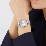 Emporio Armani Gianni T-Bar Quartz Silver Dial Silver Steel Strap Watch For Women - AR11445