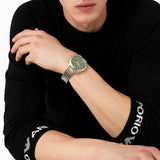 Emporio Armani Claudio Chronograph Green Dial Two Tone Steel Strap Watch For Women - AR11511