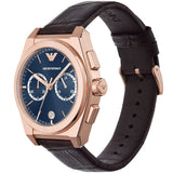 Emporio Armani Federico Chronograph Blue Dial Brown Leather Strap Watch For Men - AR11563