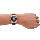 Emporio Armani Federico Chronograph Blue Dial Brown Leather Strap Watch For Men - AR11563