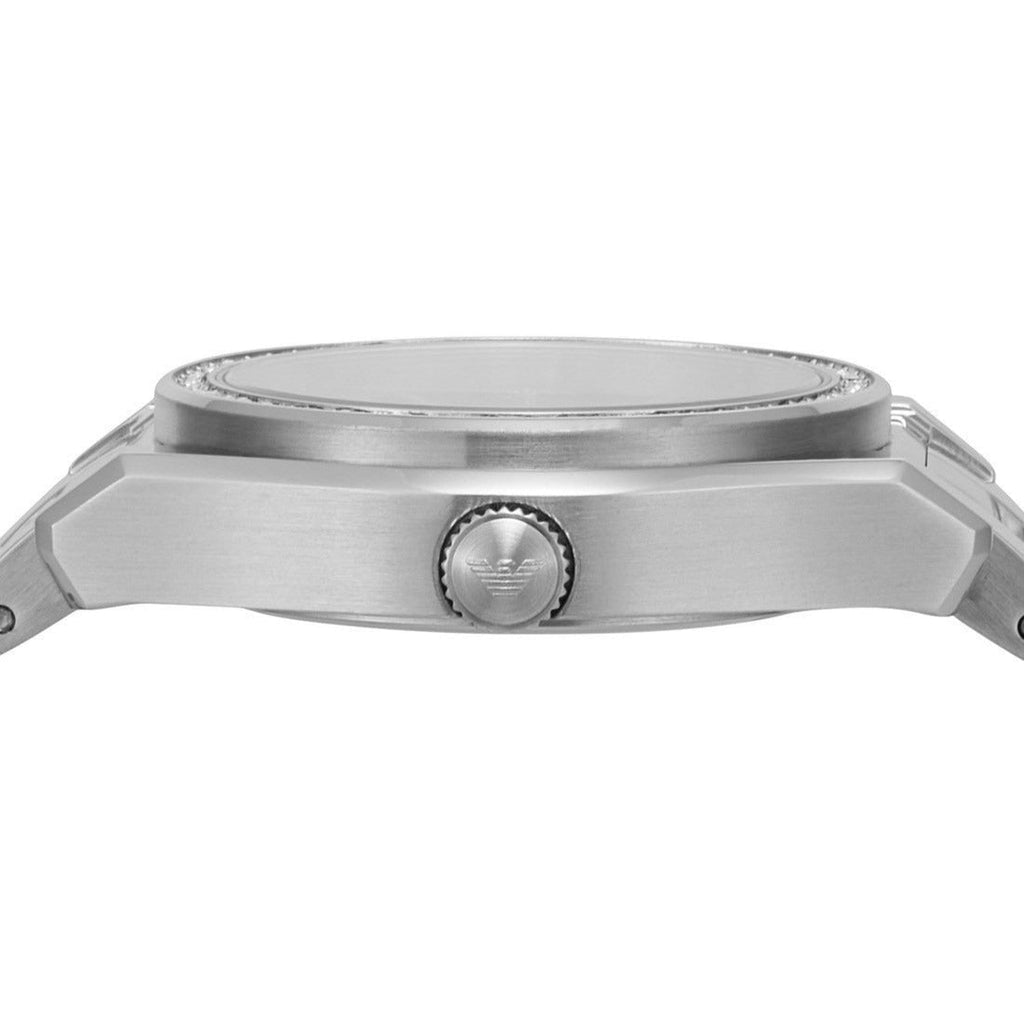 Emporio Armani Federica Three-Hand Date Blue Dial Silver Steel Strap Watch For Women - AR11593