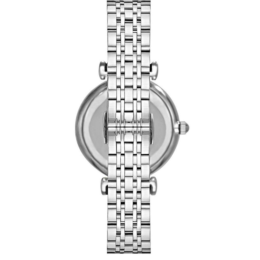 Emporio Armani Gianni T Bar Pink Mother of Pearl Dial Silver Steel Strap Watch For Women - AR1779