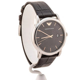 Emporio Armani Luigi Quartz Gray Dial Brown Leather Strap Watch For Men - AR1996