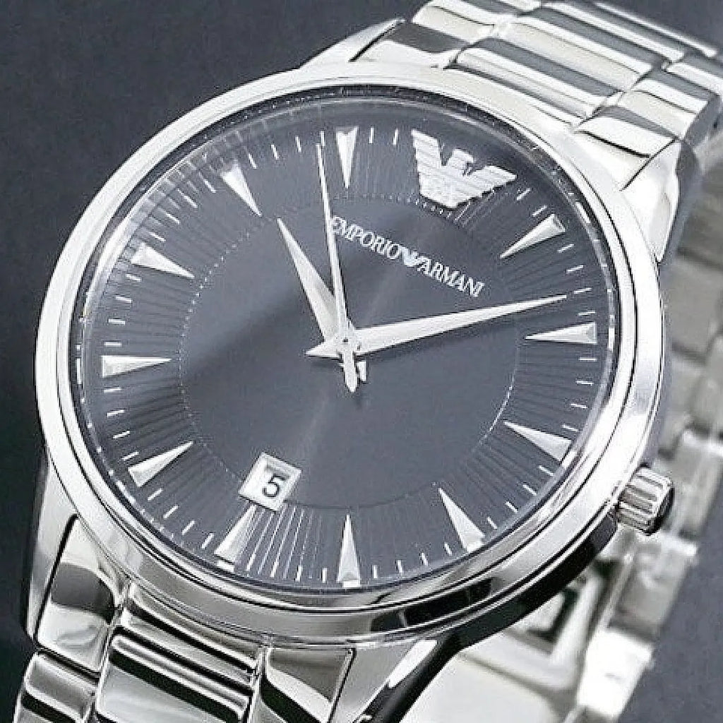 Emporio Armani Classic Quartz Black Dial Silver Steel Strap Watch For Women - AR2441