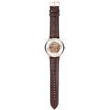 Emporio Armani Meccanico Automatic Silver Dial Brown Leather Strap Watch For Men - AR60039