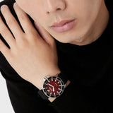 Emporio Armani Meccanico Automatic Red Dial Black Silicon Strap Watch For Men - AR60070