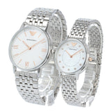 Emporio Armani Kappa Quartz White Dial Silver Steel Strap Watch For Men - AR80014