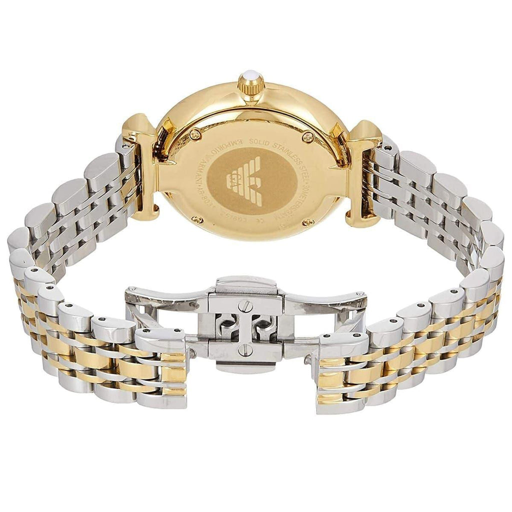 Emporio Armani Gianni T Bar White Dial Two Tone Steel Strap Watch For Women - AR8031