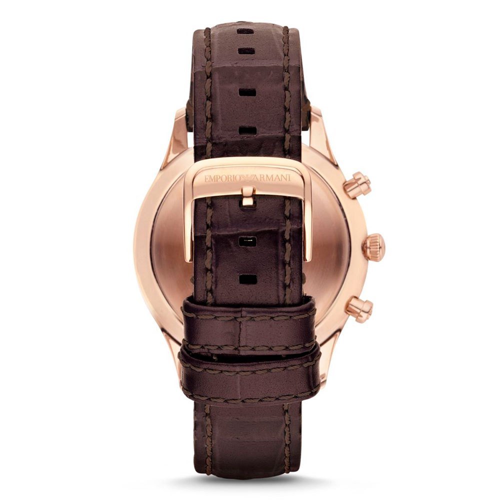 Emporio Armani Classic Chronograph Burgundy Dial Brown Leather Strap Watch For Men - AR1890