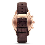 Emporio Armani Classic Chronograph Burgundy Dial Brown Leather Strap Watch For Men - AR1890