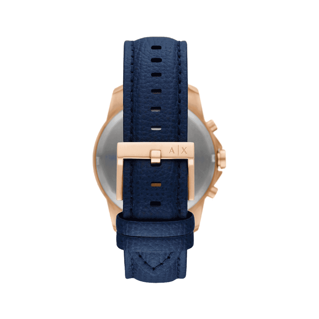 Armani Exchange Banks Chronograph Blue Dial Blue Leather Strap Watch For Men - AX1723