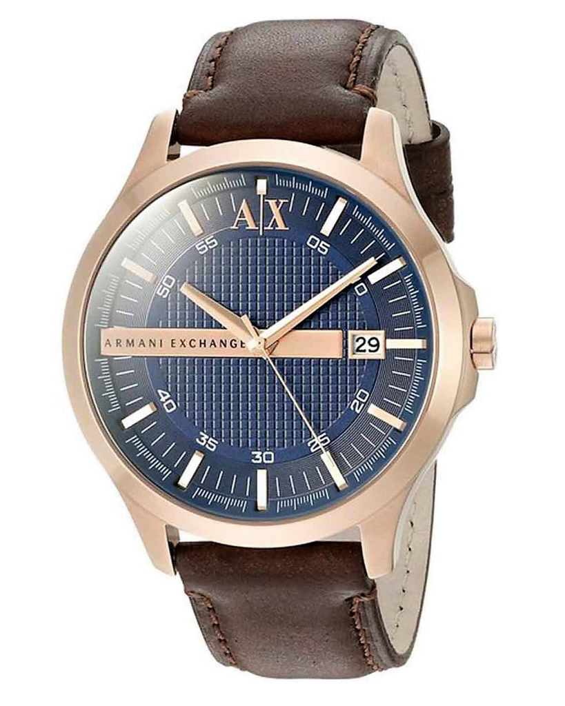 Armani Exchange Hampton Chronograph Blue Dial Brown Leather Strap Watch For Men - AX2172