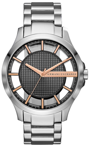 Armani Exchange Hampton Chronograph Skeleton Black Dial Silver Steel Strap Watch For Men - AX2199