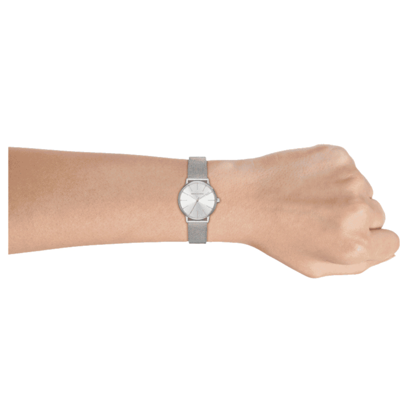 Armani Exchange Lola Analog Silver Dial Silver Mesh Strap Watch For Women - AX5535