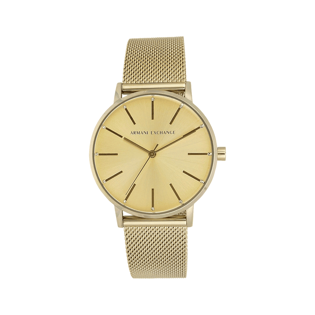 Armani Exchange Lola Analog Gold Dial Gold Mesh Strap Watch For Women - AX5536