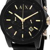 Armani Exchange Outerbanks Chronograph Black Dial Black Steel Strap Watch For Men - AX7105