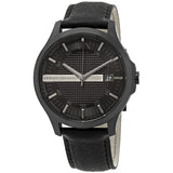 Armani Exchange Hampton Chronograph Black Dial Black Leather Strap Watch For Men - AX2400