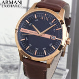 Armani Exchange Hampton Chronograph Blue Dial Brown Leather Strap Watch For Men - AX2172