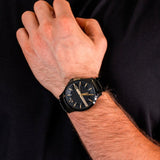 Armani Exchange Hampton Chronograph Black Dial Black Steel Strap Watch For Men - AX2413