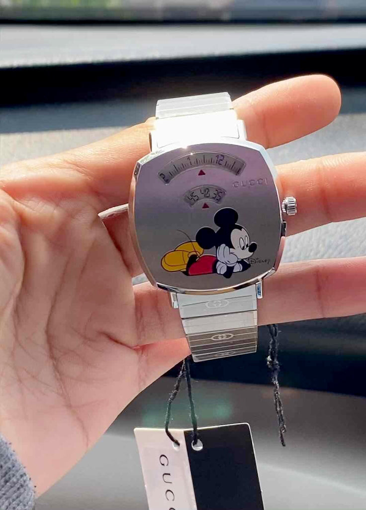 Gucci Grip Disney Mickey Mouse Silver Dial Silver Steel Strap Watch For Women - YA157418