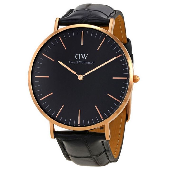 Daniel Wellington Classic Sheffield Black Dial Black Leather Strap Watch For Women - DW00100139