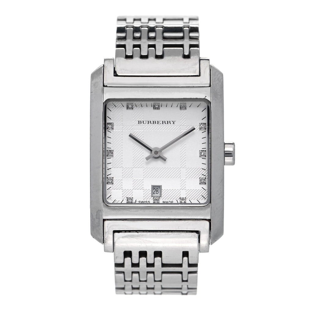 Burberry Heritage Diamond White Dial Silver Stainless Steel Strap Watch for Women - BU1583