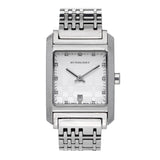 Burberry Heritage Diamond White Dial Silver Stainless Steel Strap Watch for Women - BU1583