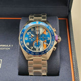 Tag Heuer Formula 1 Gulf Edition Chronograph Blue Dial Silver Steel Strap Watch for Men - CAZ101AT.BA0842