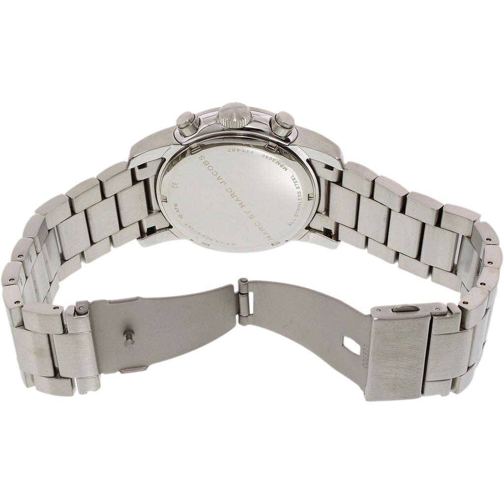 Marc Jacobs Larry Chronograph Black Dial Silver Steel Strap Watch for Men - MBM5050