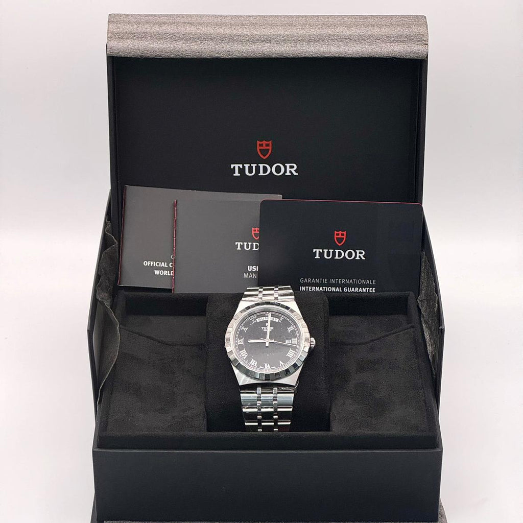 Tudor Royal Automatic Black Dial Silver Steel Strap Watch for Men - M28600-0003