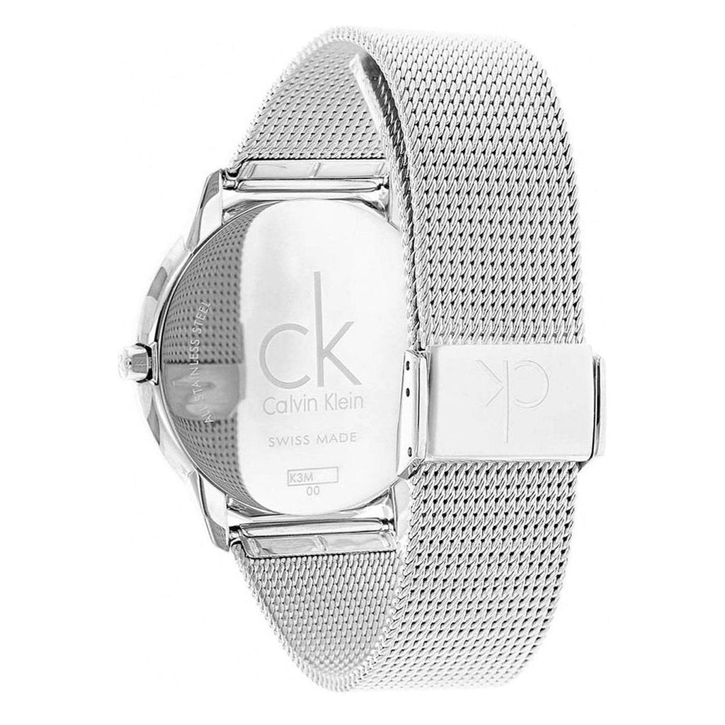 Calvin Klein Minimal White Dial Silver Mesh Bracelet Watch for Men - K3M51152