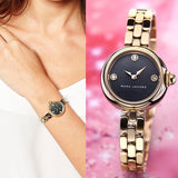 Marc Jacobs Courtney Mother of Pearl Black Dial Gold Steel Strap Watch for Women - MJ3460