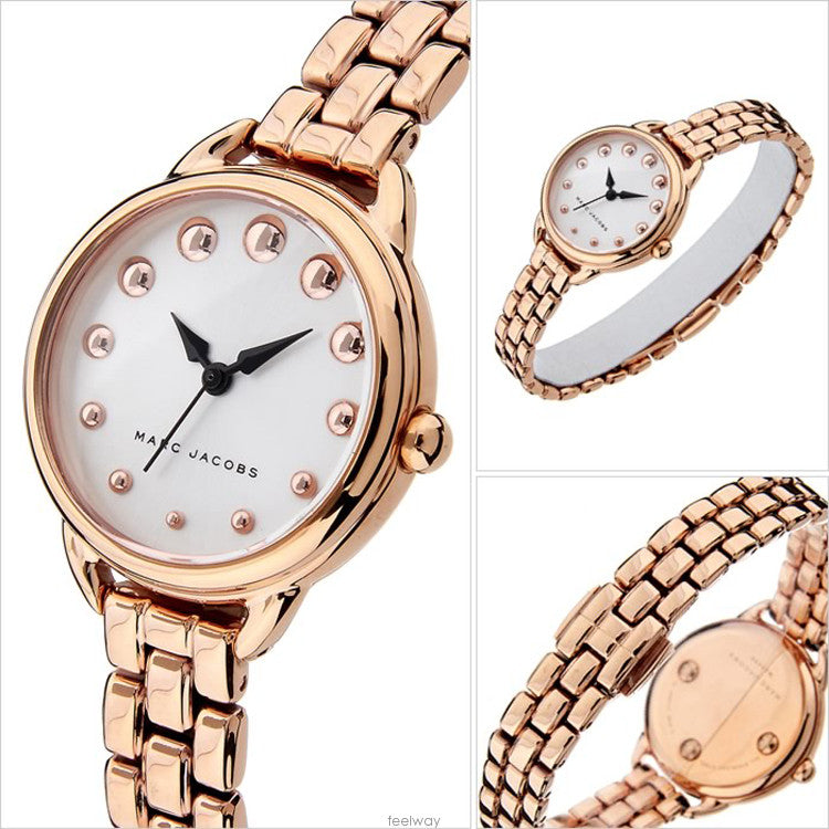 Marc Jacobs Betty White Dial Rose Gold Steel Strap Watch for Women - MJ3496