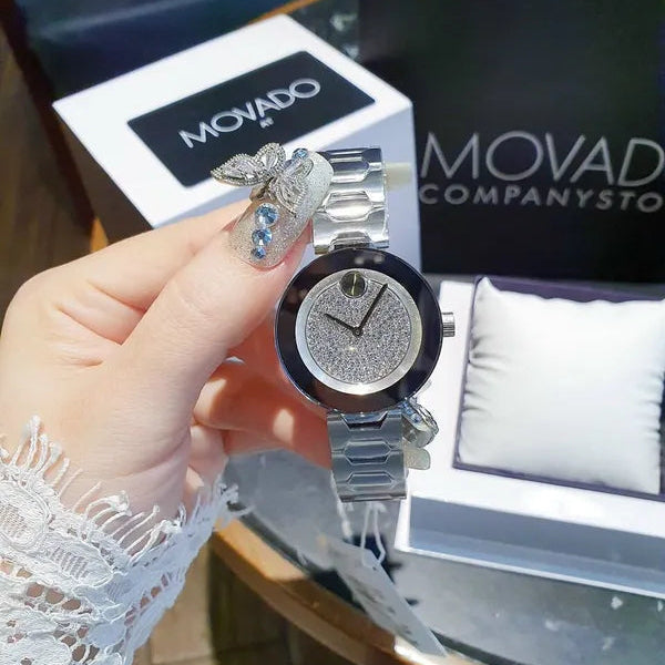 Movado Bold Silver Dial Silver Steel Strap Watch For Women - 3600567