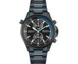 Hugo Boss Globetrotter Black Dial Black Steel Strap Watch for Men - 1513824