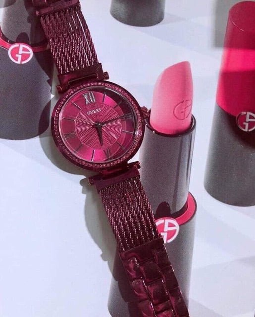 Guess Soho Pink Dial Pink Mesh Bracelet Watch For Women - W0638L6