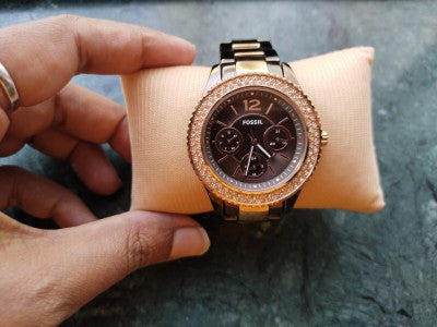 Fossil Stella Multifunction Brown Dial Two Tone Steel Strap Watch for Women - ES4079