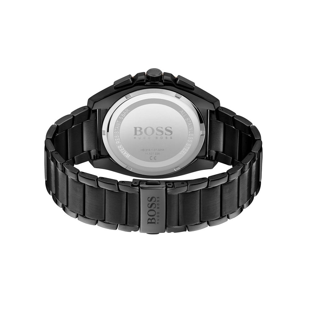 Hugo Boss Grandmaster Black Dial Black Steel Strap Watch for Men  - 1513885
