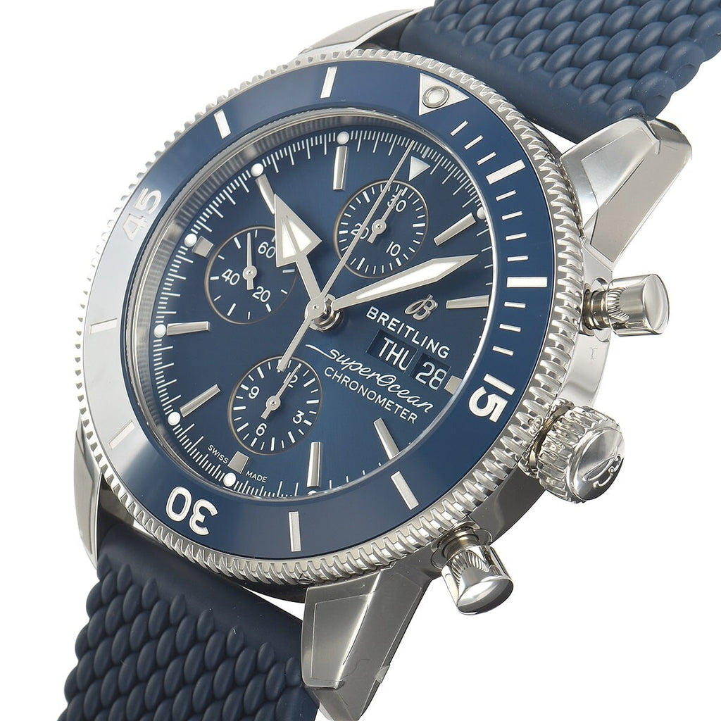 Breitling Superocean Heritage Chronograph 44 Blue Dial Blue Mesh Bracelet Watch for Men - A13313161C1S1