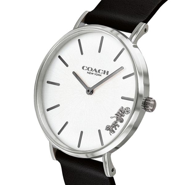 Coach Perry White Dial Black Leather Strap Watch for Women - 14503115