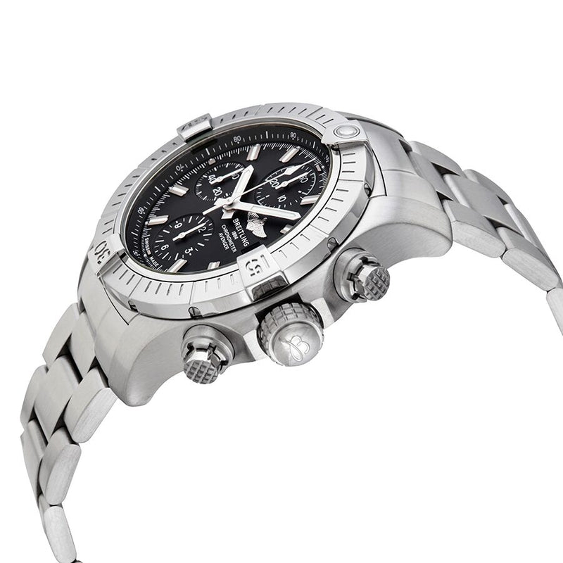 Breitling Avenger Chronograph 43 Black Dial Silver Steel Strap Watch for Men - A13385101B1A1