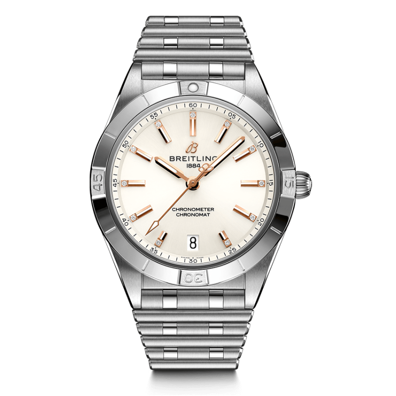 Breitling Chronomat Automatic 36 White Dial Silver Steel Strap Watch for Women - A10380101A2A1